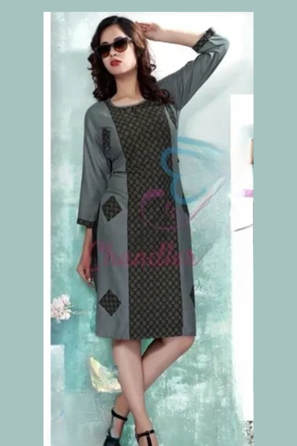 Pretty Gray Colored Slub Rayon Kurti
