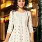 Pretty White Colored Rayon With Neck Embroidery Work Kurti For Women Near Me 

