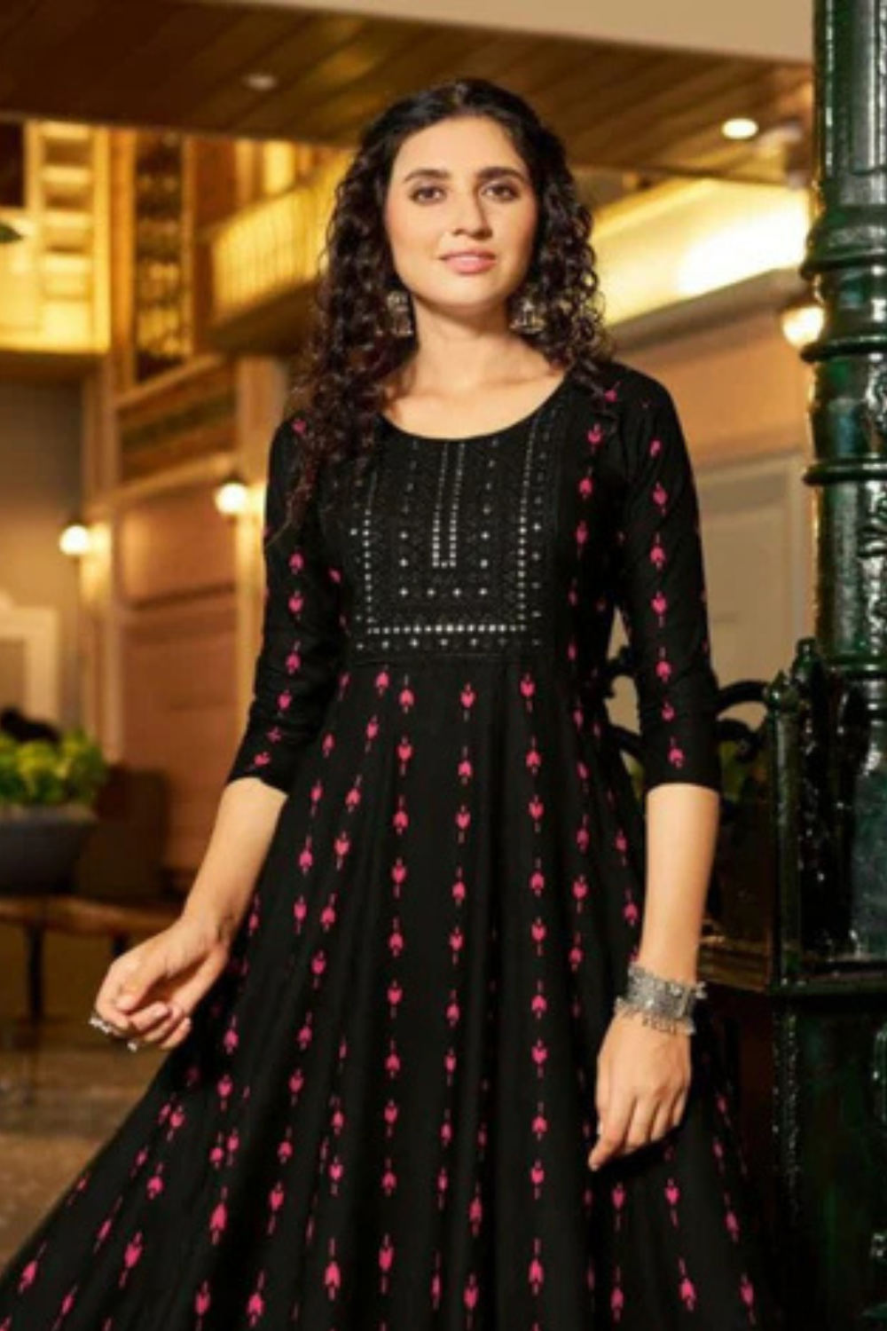  Black Color Rayon With Neck Embroidery Work Kurti Near Me
