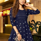 Elegant Blue Colored Rayon With Neck Embroidery work Kurti For Women Near Me
