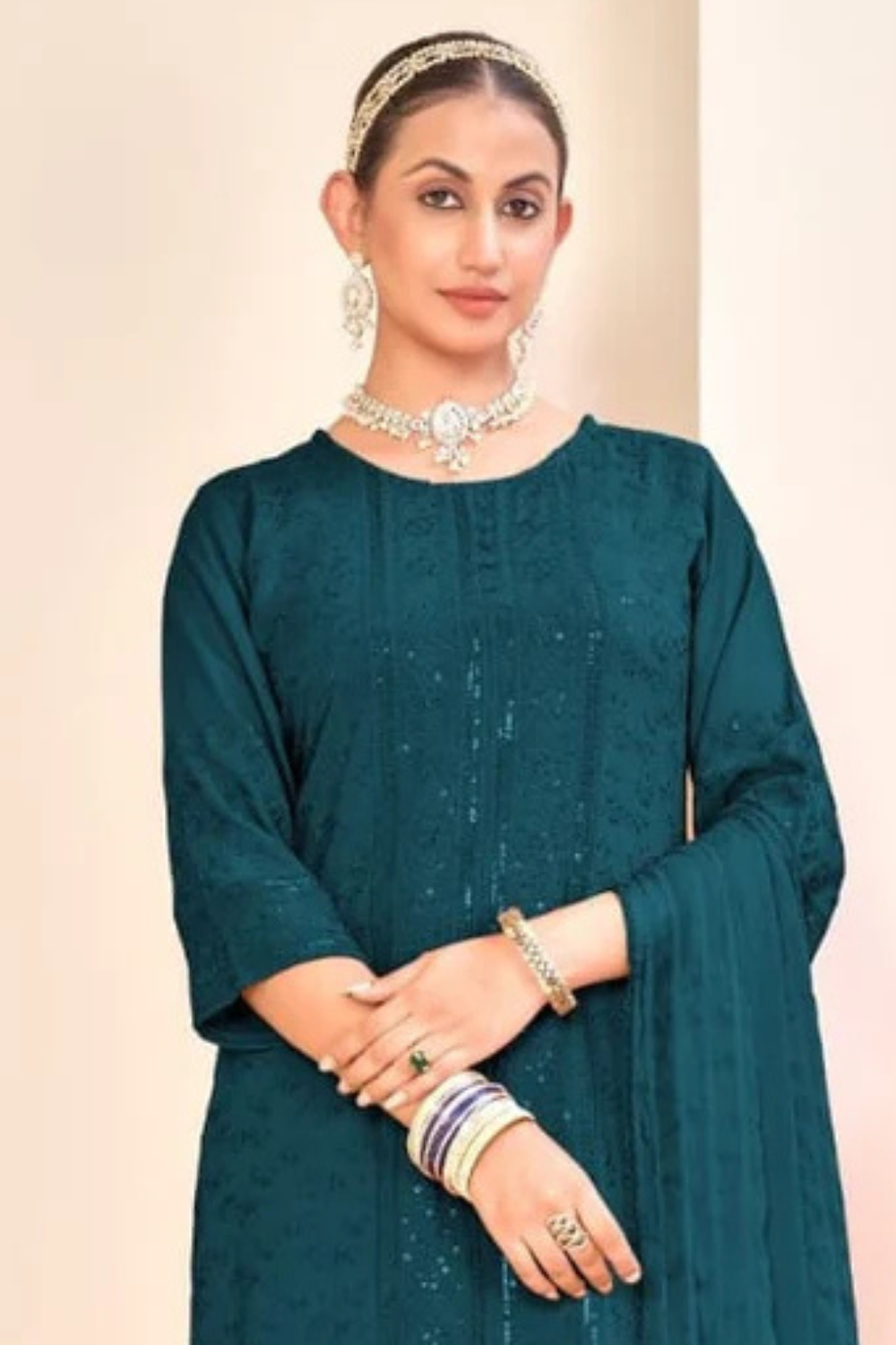 Green Color Viscose Rayon Salwar Suits With Dupatta Set Near Me
