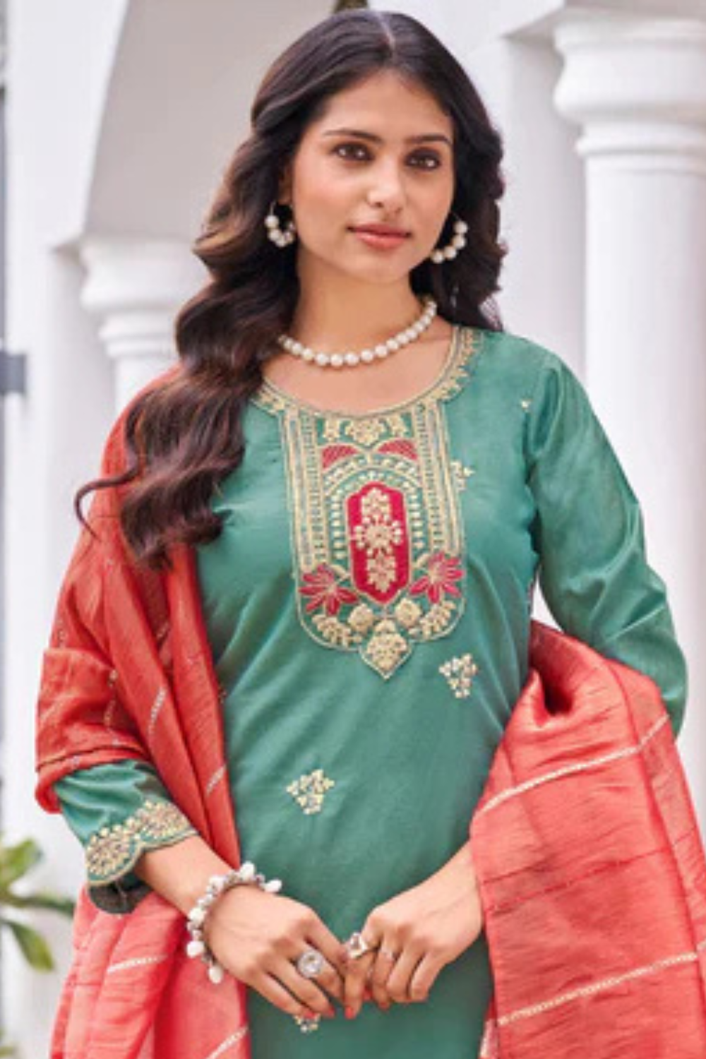 Teal Green Color Heavy Embroidery Work Salwar Suits Near Me
