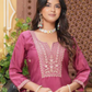 Attractive Light Pink Color Thread Work And Silk Kurti Near Me
