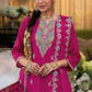 Rani Pink Color Chinon With Embroidery Work Salwar Suits For Women Near Me