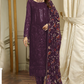 Attractive Dark Purple Color Georgette With Embroidery Work Salwar Suits With Dupatta