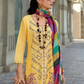 Elegant Yellow Color Cotton Embroidered Salwar Suits With Dupatta Set