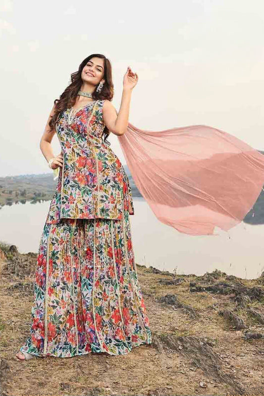 Elegant Multicolored Palazzo Suits For Women