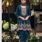 Beautiful Teal Blue Color Chinon With Heavy Embroidery Work Salwar Suit For Women