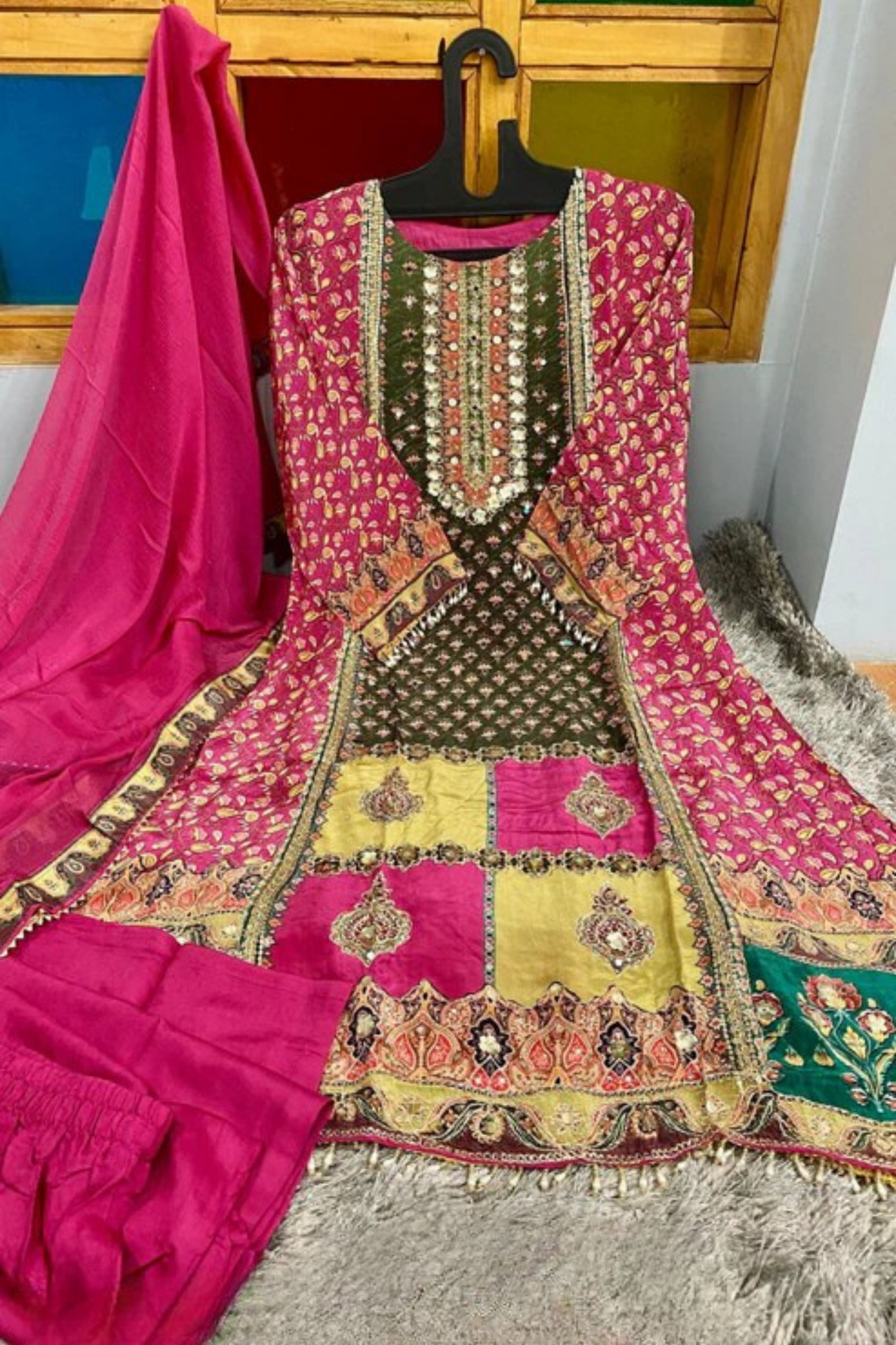 Wonderful Pink Color Georgette With Embroidered Work Designer Palazzo Suits For Women