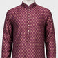 Wonderful Wine Color Jacquard With Printed Work Kurta Suits For Men