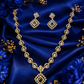 Stunning Emerald Stones Gold Plated Necklace With Earrings For Women