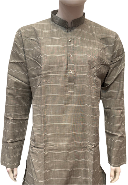 Marvelous Gray Color Cotton Kurta With Pajama For Men