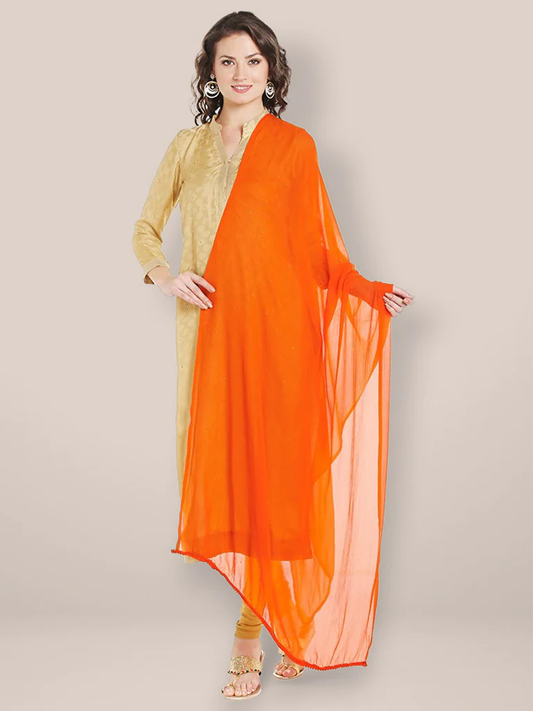 Appealing Fashionable Women Orange Chiffon Dupatta