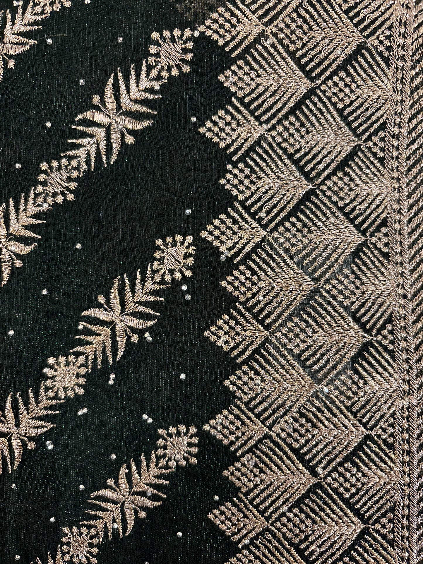 Stunning Dark Green Color Georgette Embroidered Work Fancy Saree - PREMIUM QUALITY