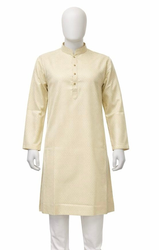 Amazing Yellow Color Cotton With Self Design Kurta Suits For Men