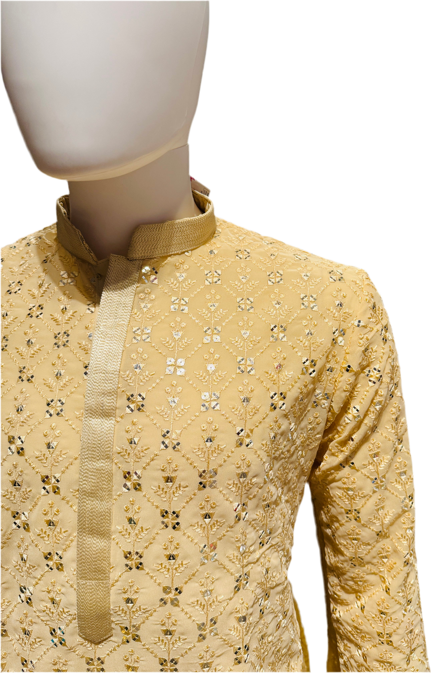 Elegant Beige Color Georgette Kurta With Pajama For Men