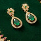 Traditional Emerald Stones Gold Plated Necklace With Earrings For Women