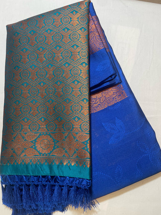 Fabulous Blue Color Soft Silk Saree With Rich Pallu In Chandler
