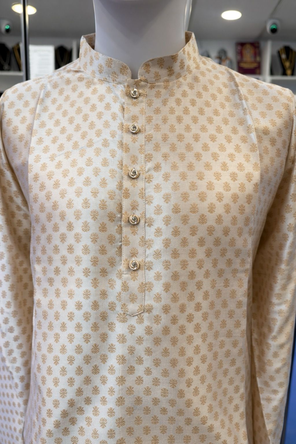 Attractive Light Gray Color Jacquard With Printed Work Kurta Suits For Men