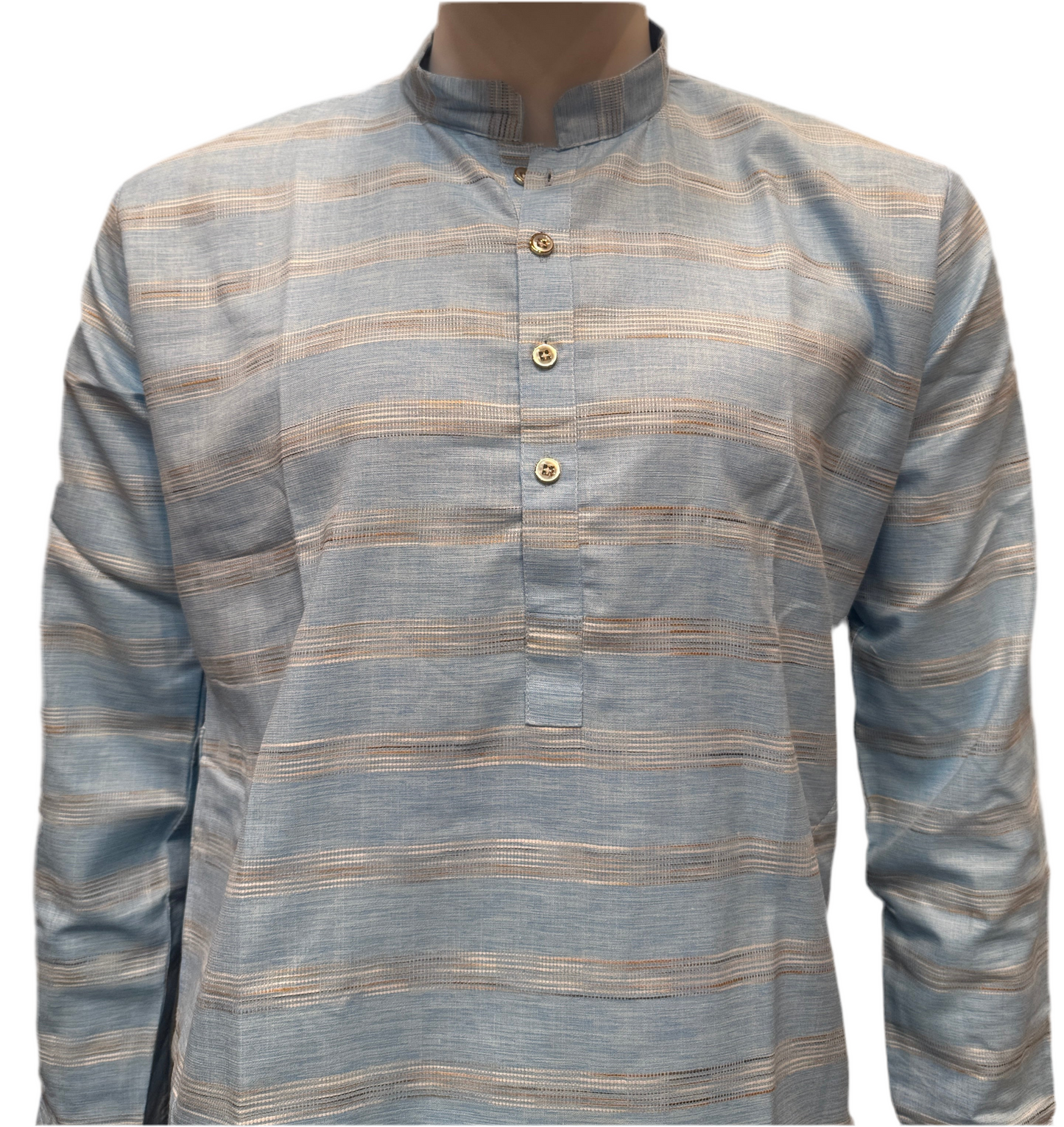 Delightful Sea Blue Color Cotton Kurta With Pajama For Men