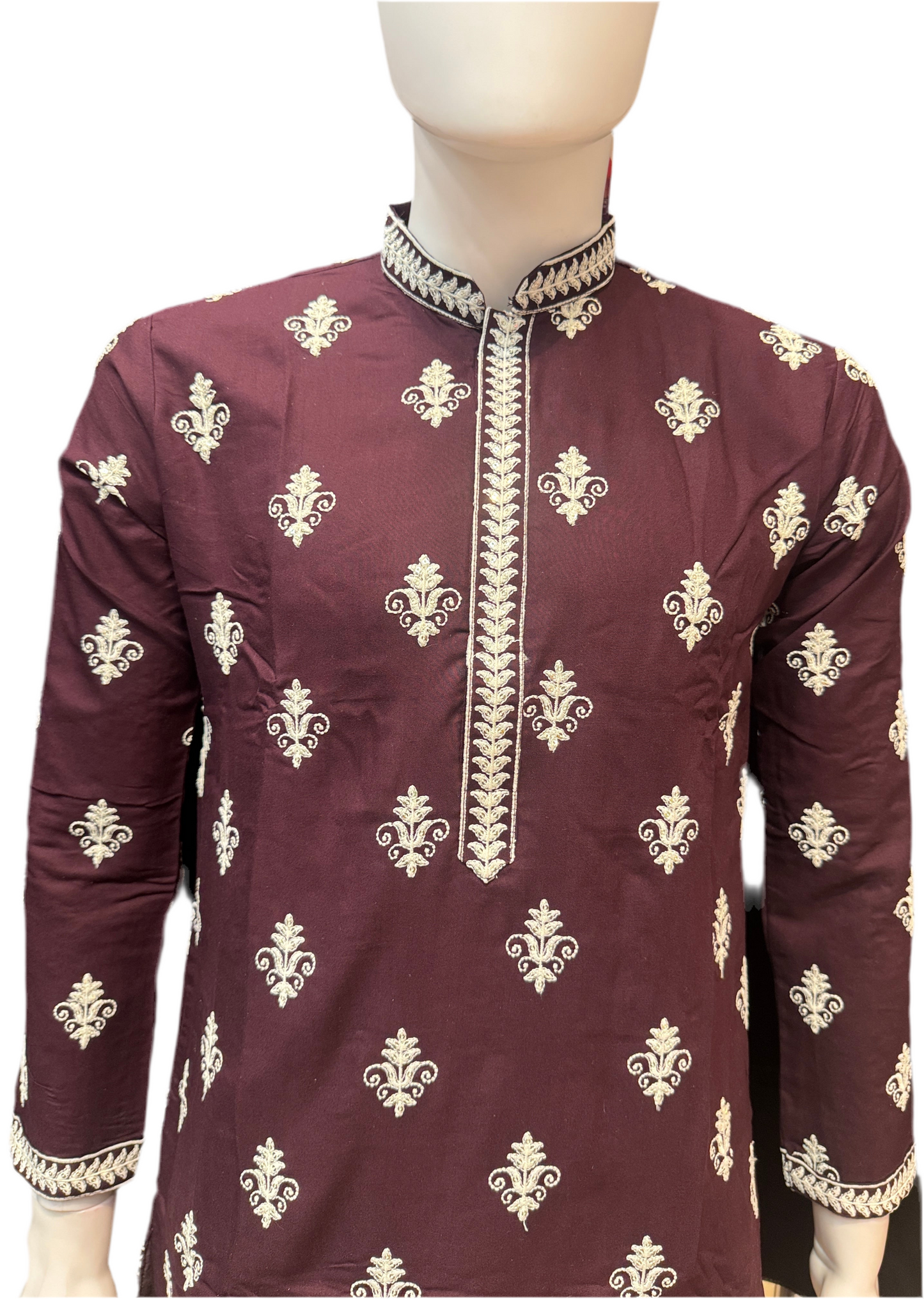 Beautiful Maroon Color Embroidery Work Men kurta Suits For Men