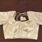 Appealing Cream Colored Elbow Sleeves Round Neck Readymade Blouse For Women