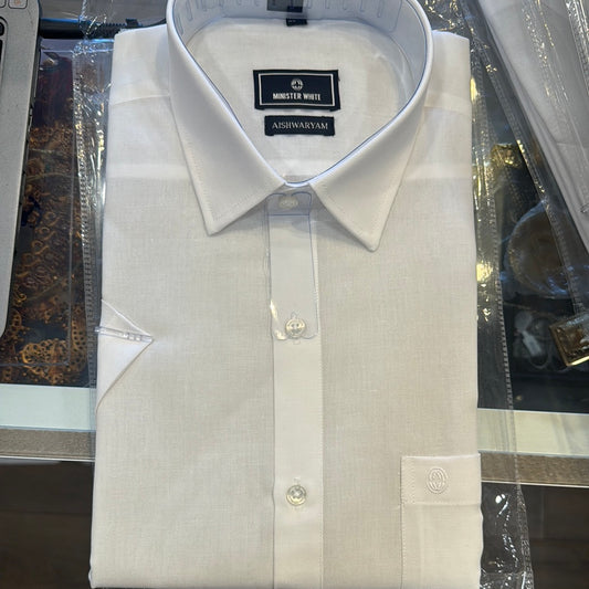 Charming white color cotton short sleeves shirt