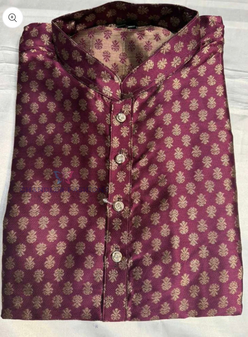 Wonderful Wine Color Jacquard With Printed Work Kurta Suits For Men