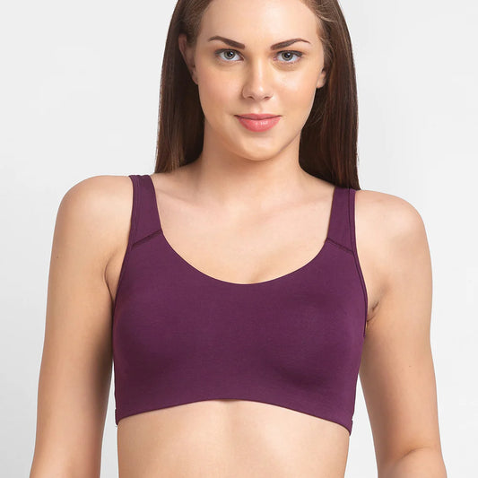Beautiful Wine Colored Cotton Sports Bra For Women