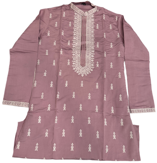 Amazing Purple Color With Embroidery Work Kurta Suits For Men