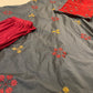 Dark Grey Long Gown With Red And Golden Embroidery Work With Pants Near Me