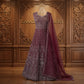 Stunning Wine Color Georgette Silk With Silver Embroidery And Sequins Work Anarkali Gown For Women