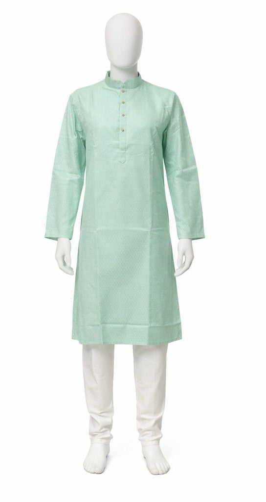 Charming Sky Blue Color Cotton With Self Design Kurta Suits For Men
