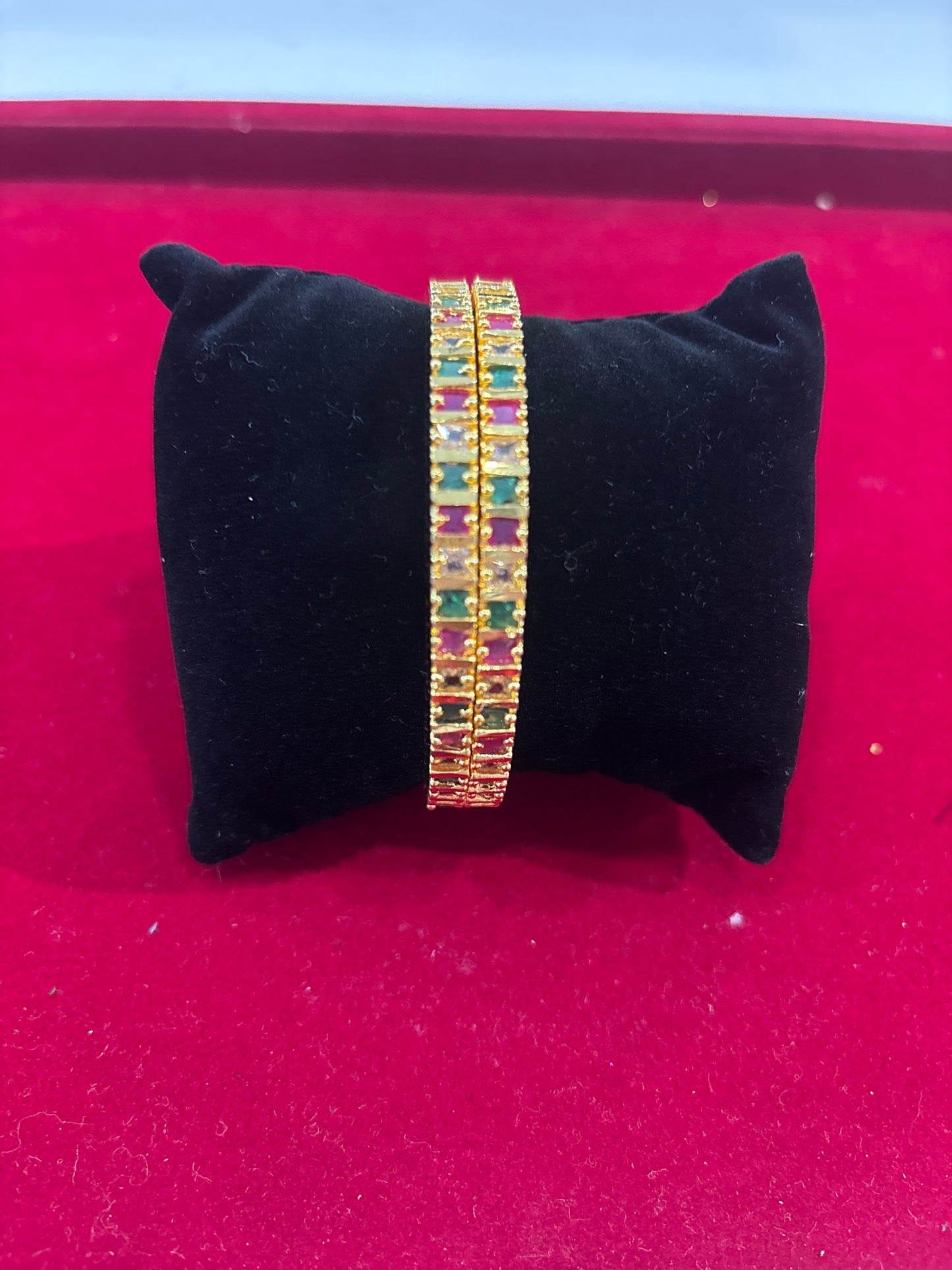 Amazing Malticolor Stones With Gold Plated Bangles For Women