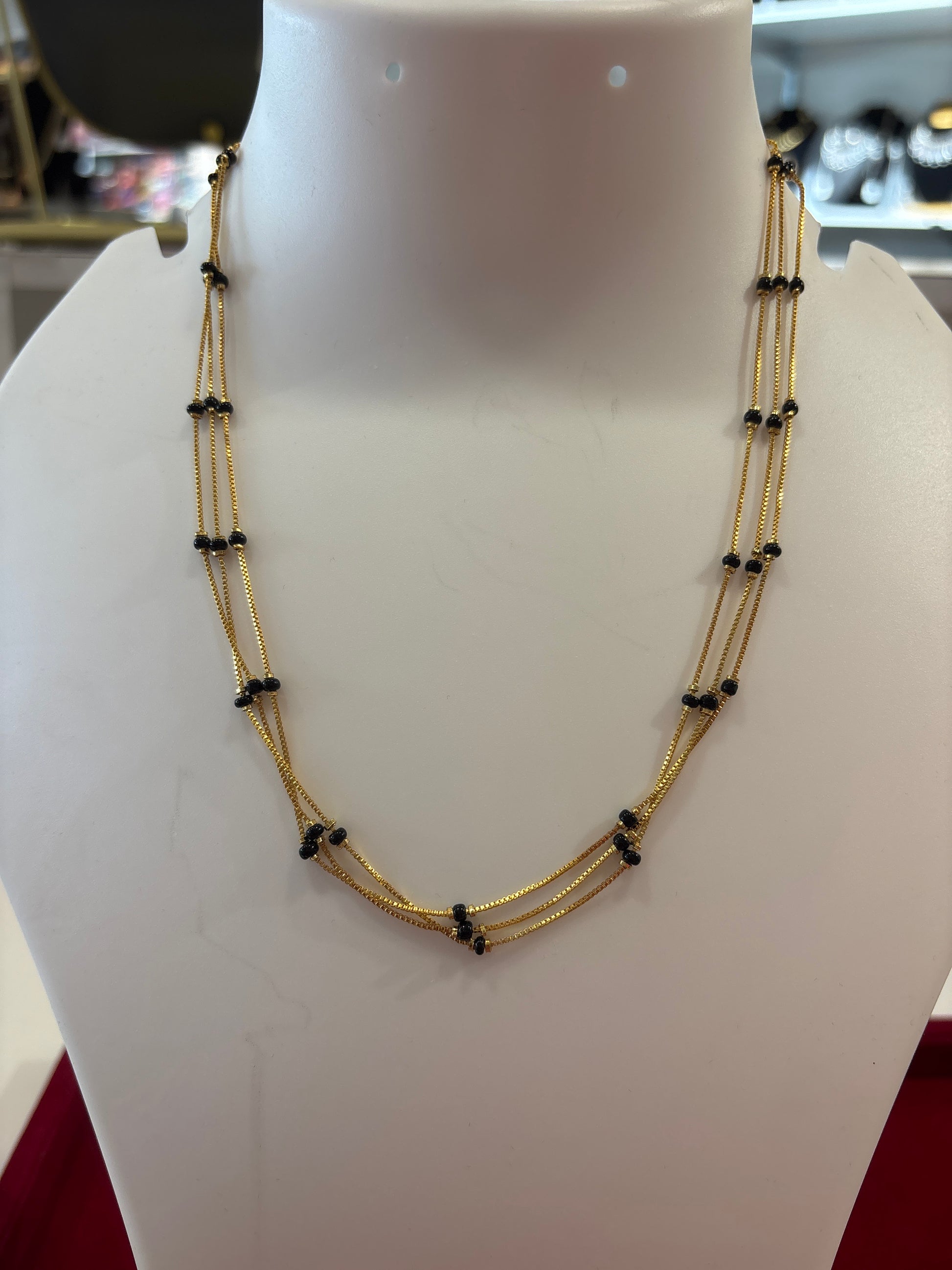 Elegant Gold Chain With Black beads For Women