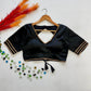 Dazzling Black Colored Manali Silk V Neck Readymade Blouse For Women
