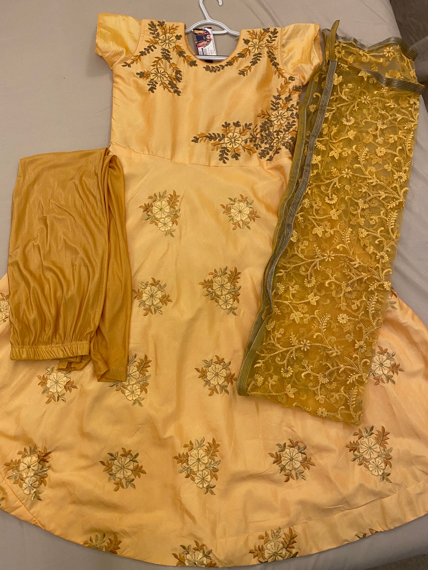 Gorgeous Yellow Color Anarkali Suit With Bottom And Dupatta