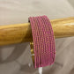Elegant Light Pink Color Plain Lehar Dot Printed Antique Gold Bangle With Glitters Near Me