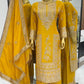 Stunning Yellow Color Pure Chinon Silk Embroidery And Dori Sequence Work Palazzo Suits