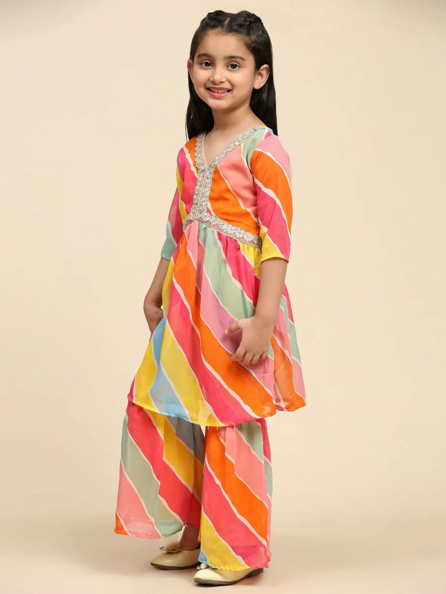 Multicolor Lace Border Work Sharara Suits For Girls in USA
