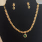 Beautiful White and Green Color Stones Gold Plated Necklace With Earrings