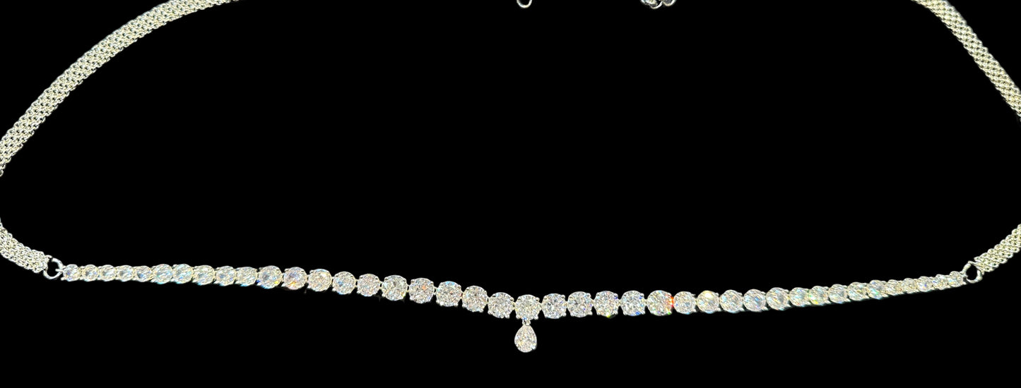 Elegant White American Diamond Shape Stone Hip Chain