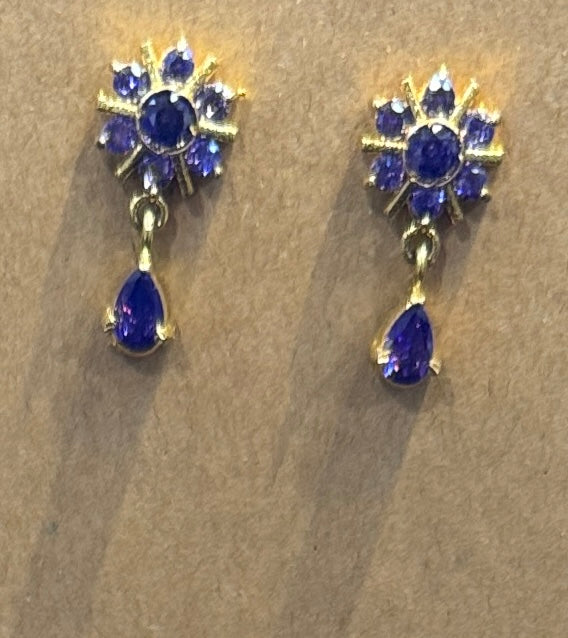 Charming Gold Plated Earrings With Purple Color Stone Near Me