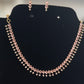 Gorgeous Pink And White Colored Stone Gold Plated Necklace With Earrings Set In USA