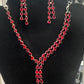 Ravishing Red Color Stones American Diamond Necklace With Earrings Sets