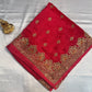 Alluring Pink Color Heavy Chinon Embroidered Work Fancy Saree - PREMIUM QUALITY