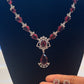 Beautiful American Diamond White And Dark Pink Stones Necklace With Earrings Sets For Women