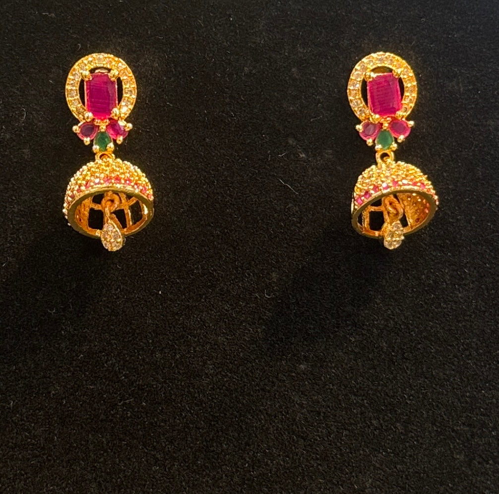 Beautiful Multi Colored Gold Plated Earrings For Women
