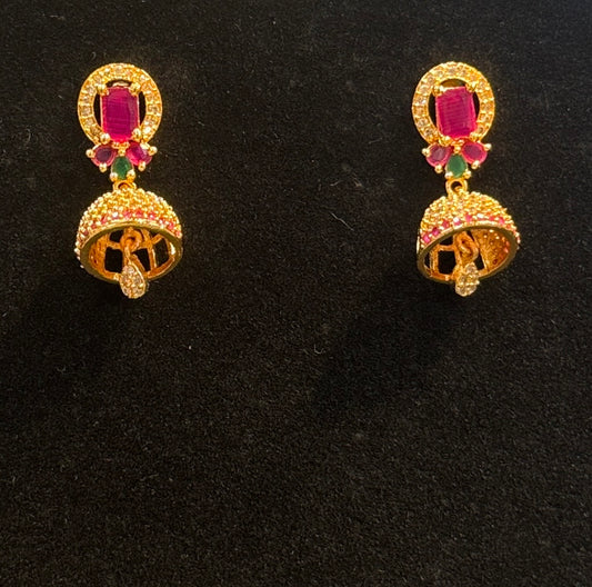 Beautiful Multi Colored Gold Plated Earrings For Women