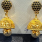 Fabulous Gold Plated Earrings With Black Stones And Pearl For Women
